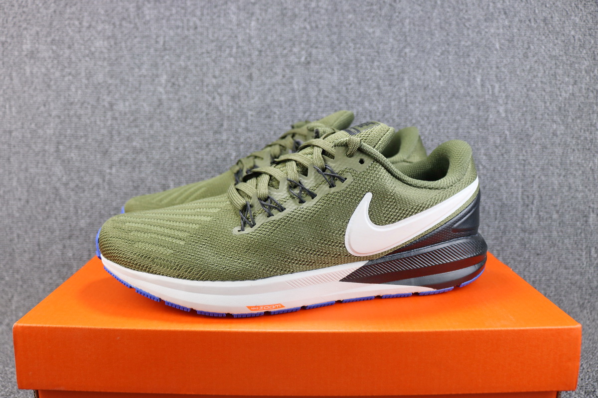 Women Nike Air Zoom Structure 22 Army Green White Shoes - Click Image to Close